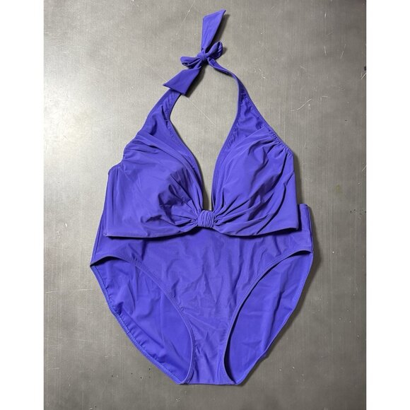 Gottex Swim Halter Bikini 2 Pc Contour Swimsuit Bathing Suit Royal‎ Purple 16 - Picture 1 of 10
